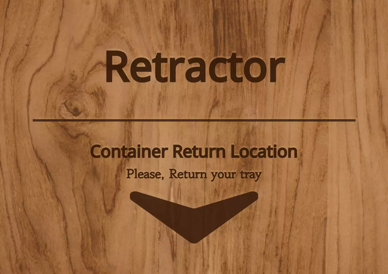 Papan nama interior di kantin dengan warna coklat dan konsep kayu sederhana