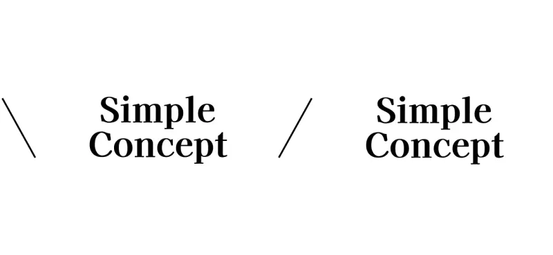 Simple design with white and black diagonal lines and English text