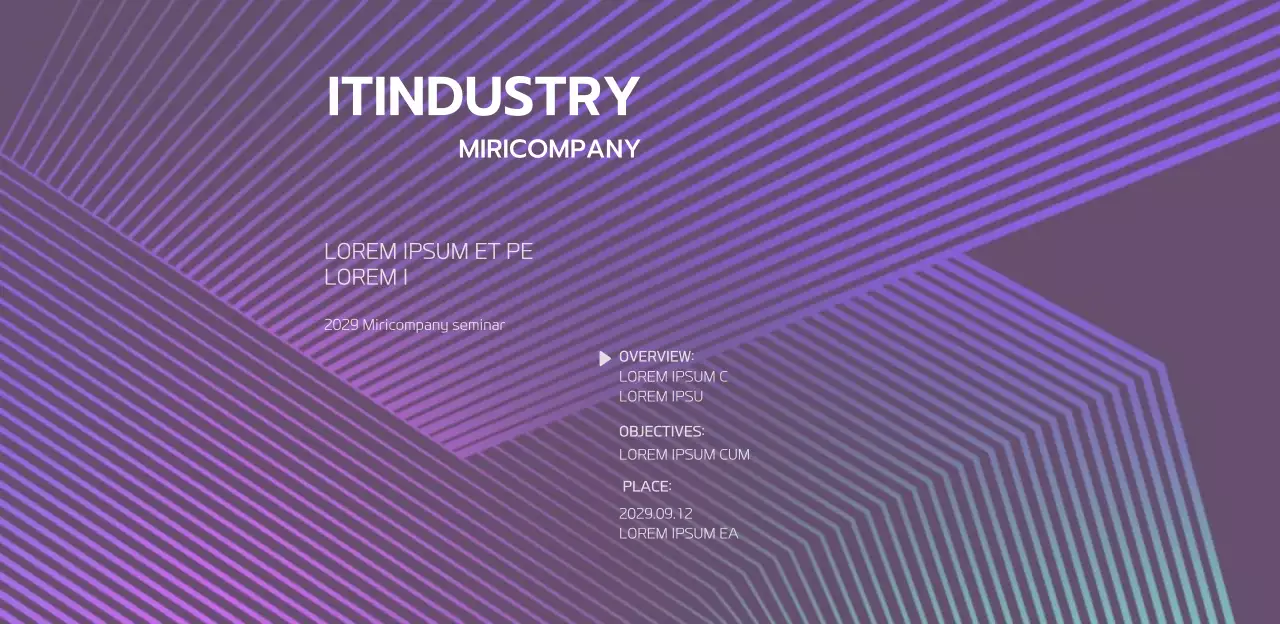 Business seminar with purple and black graphic gradient