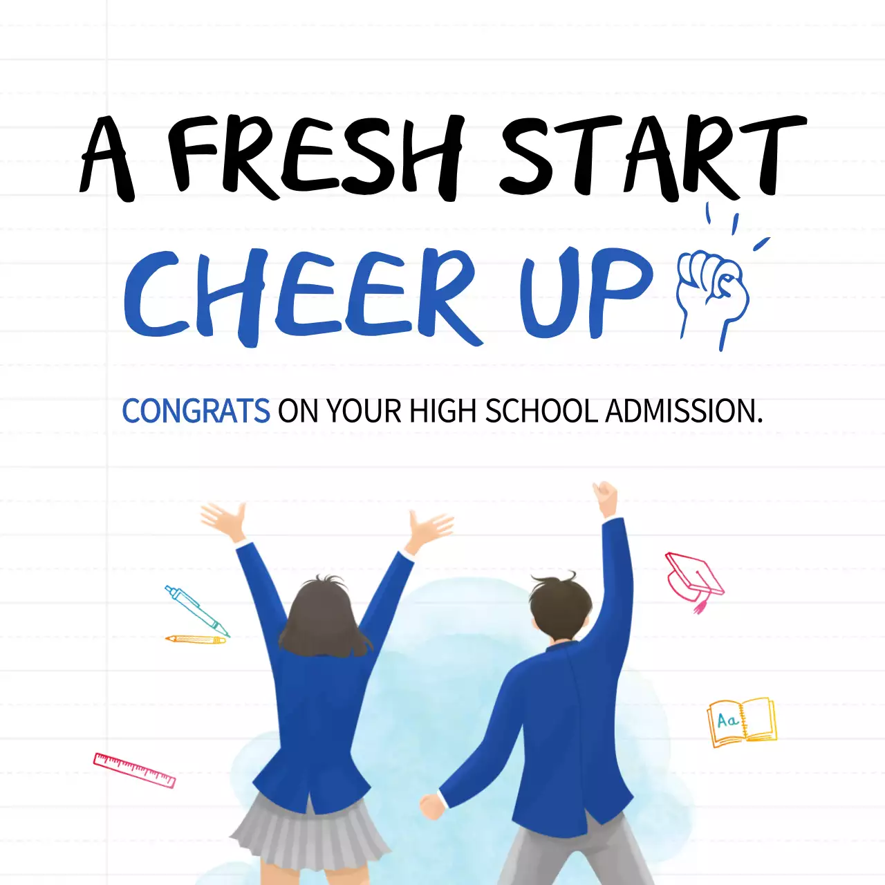 Blue Simple Admission Congratulation Social Media Post