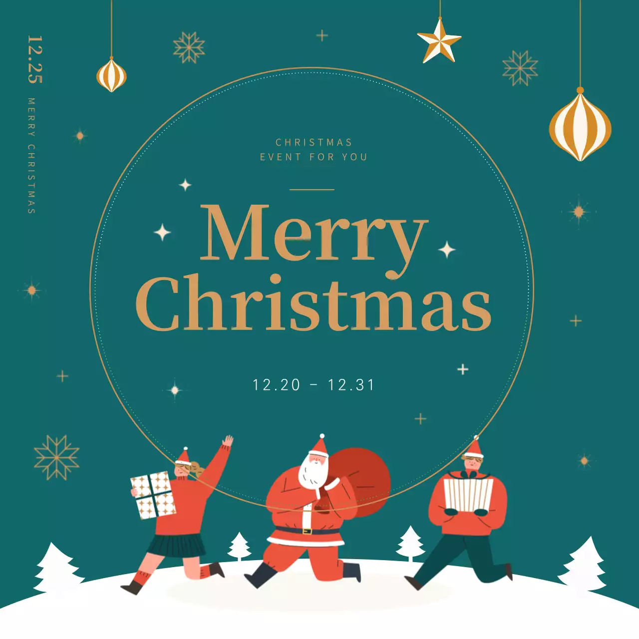 Teal Festive Christmas Announcement Social Media Post