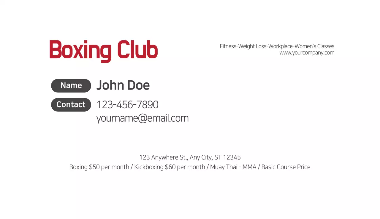 Grey Minimal Boxing Business Card