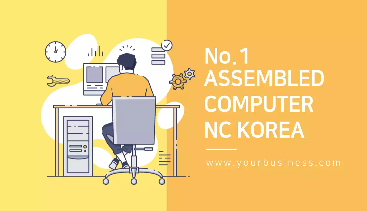 Yellow Modern Computer Promotion Business Card