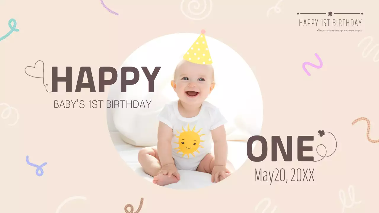 베이지색의 프레임 형식의 러블리한 돌잔치 오프닝 영상