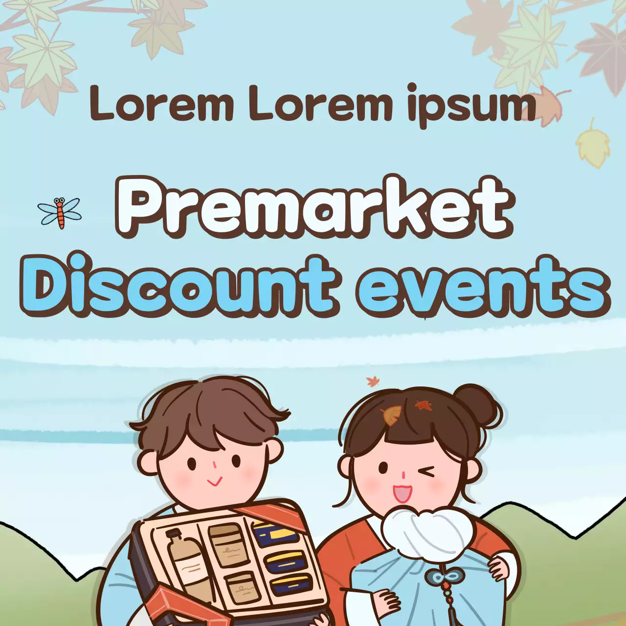 Blue Cartoon Discount Promotion Banner