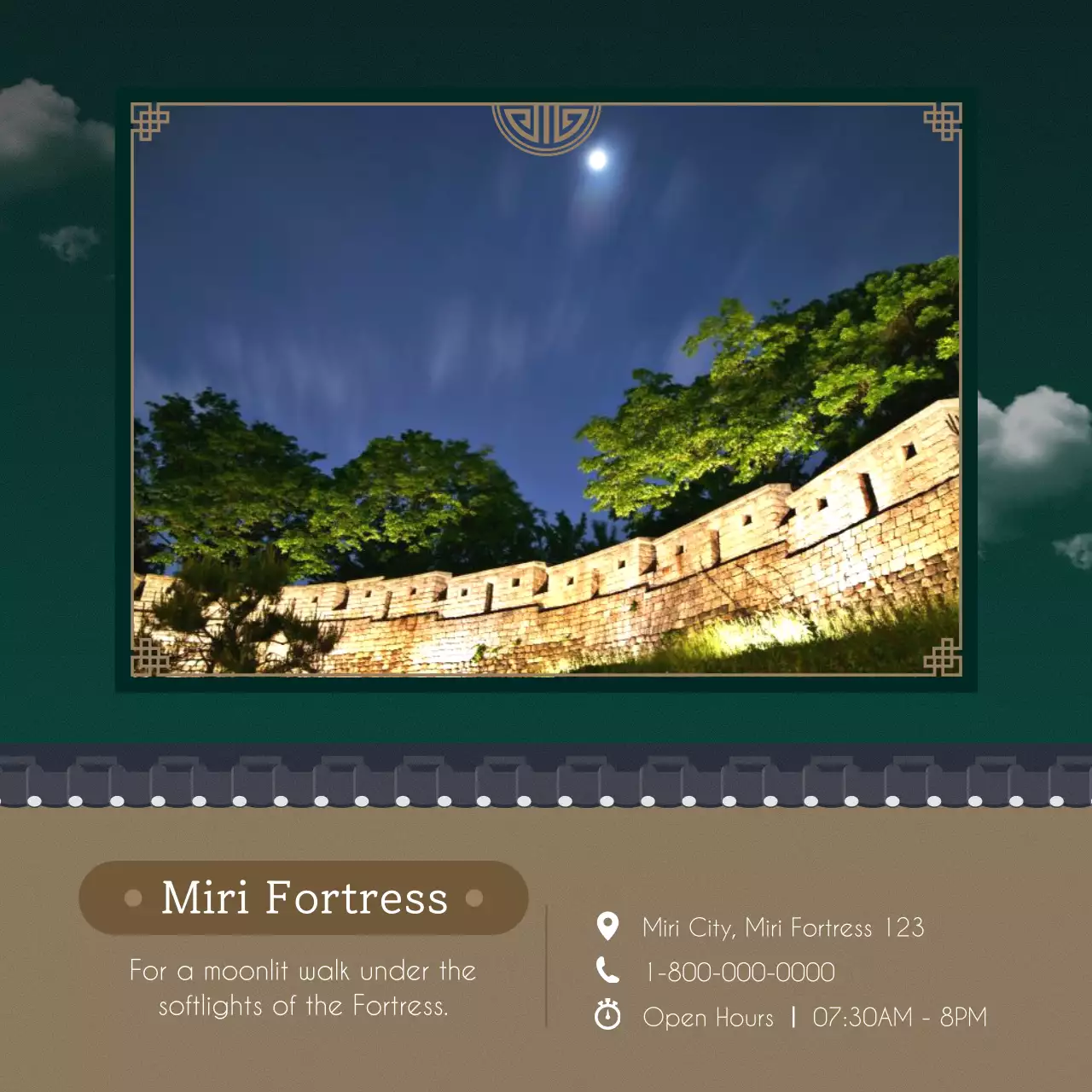 Introduction to the moon viewing spots with traditional blue and yellow backgrounds