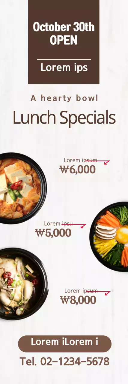 Banner de promoção de almoço minimalista bege