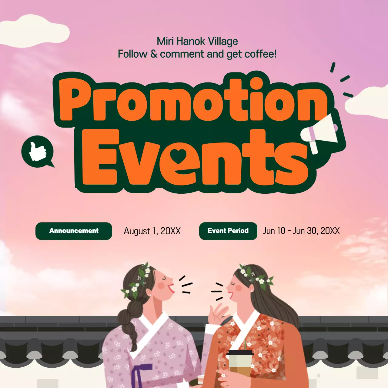 Pink Traditional Event Announcement Social Media Post