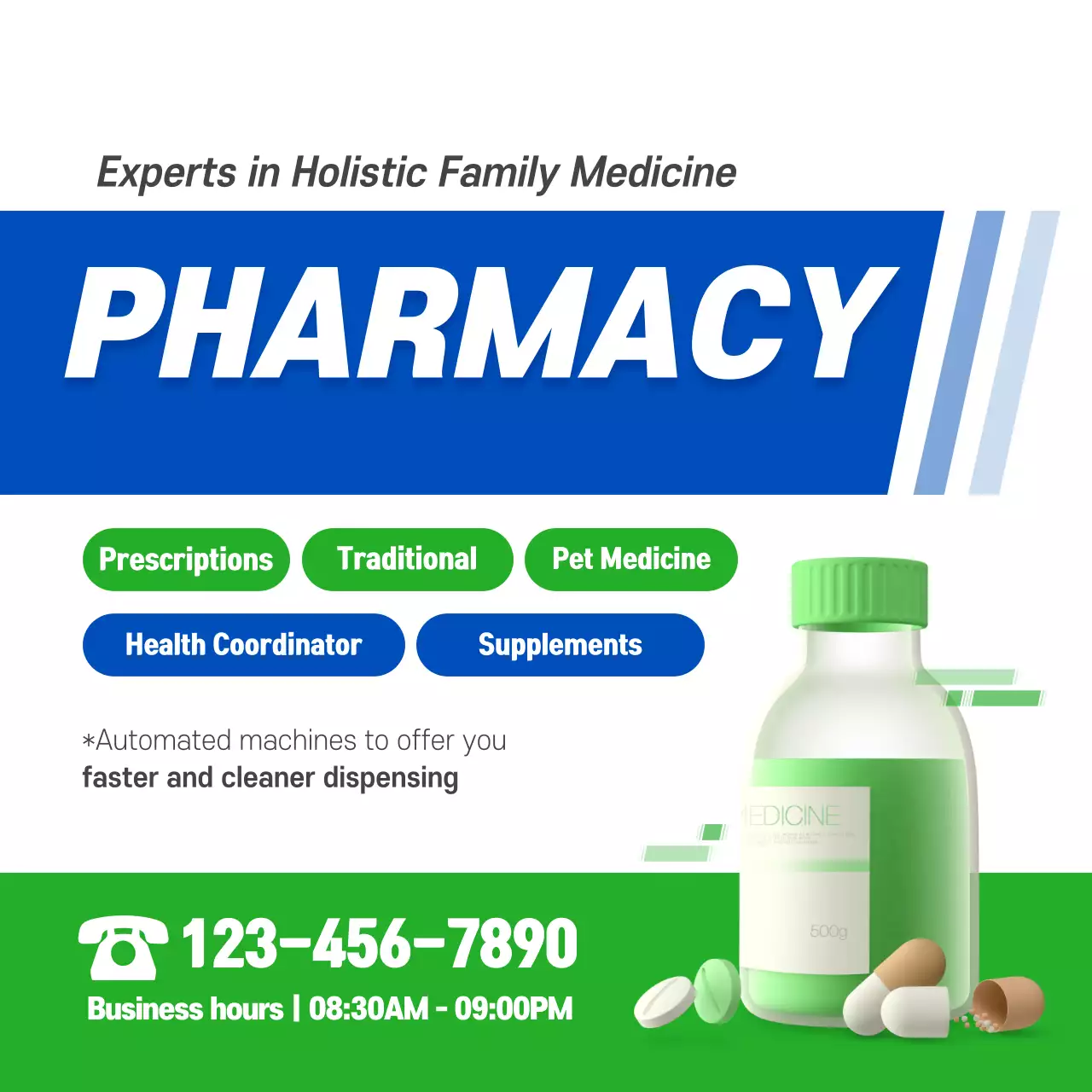 Blue Modern Pharmacy Promotion Instagram Post