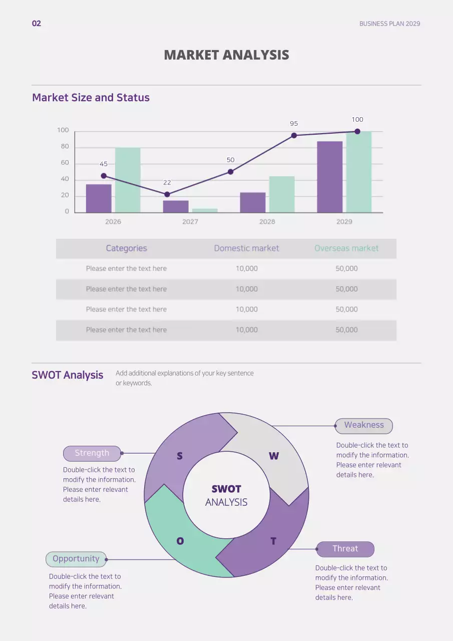 Simple shapes in purple and mint concept business plan