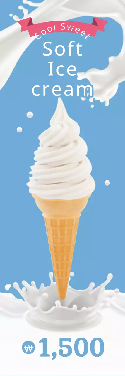 Banner Promocional de Sorvete Minimalista Azul