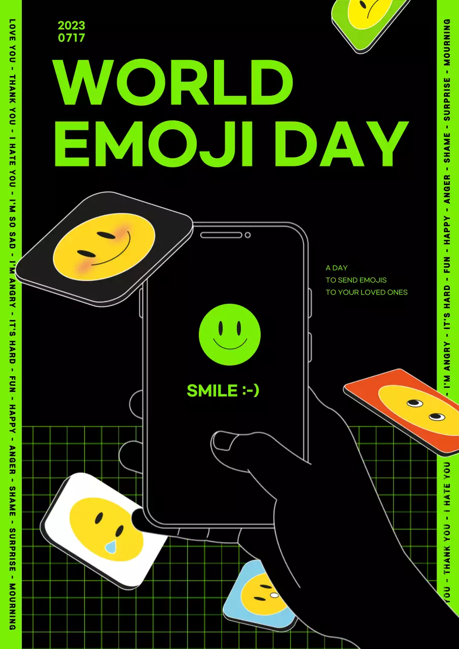 black lime green retro icon world emoji day