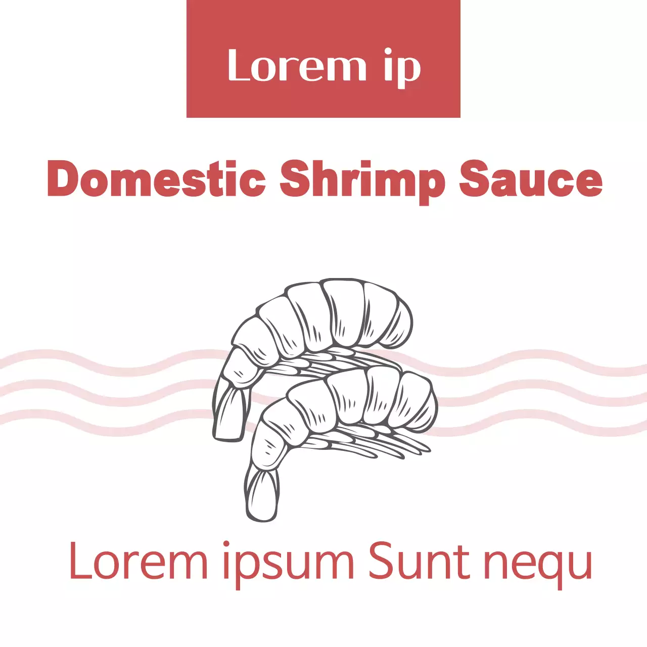 Ilustração cor-de-rosa de um rótulo alimentar de um mercado de camarão