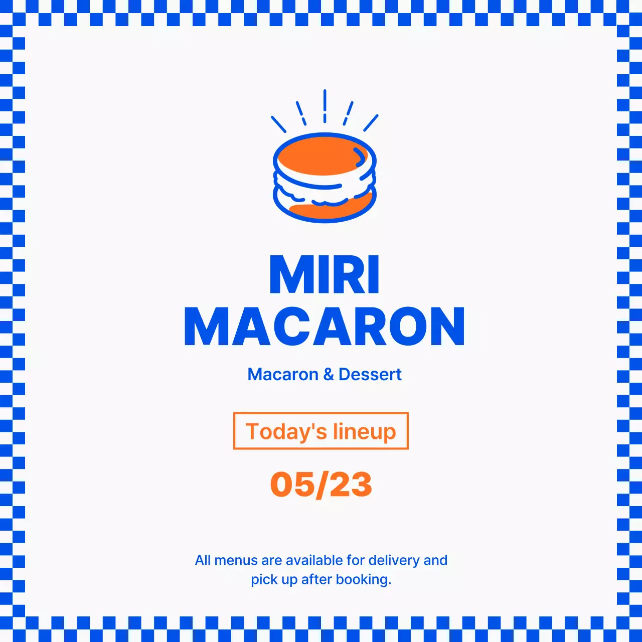 Blue Checkerboard Macarons Social Media