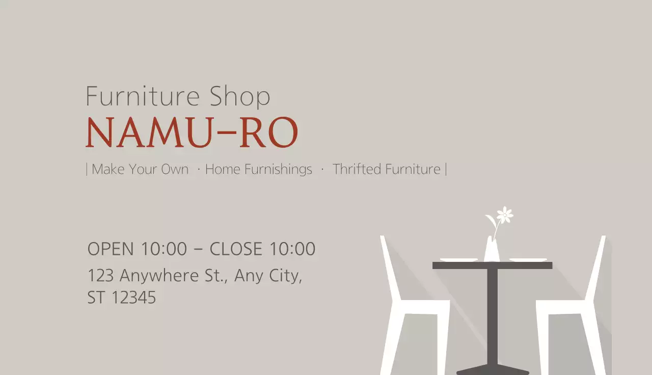 Beige Minimalist Furniture Advertisement Business Card