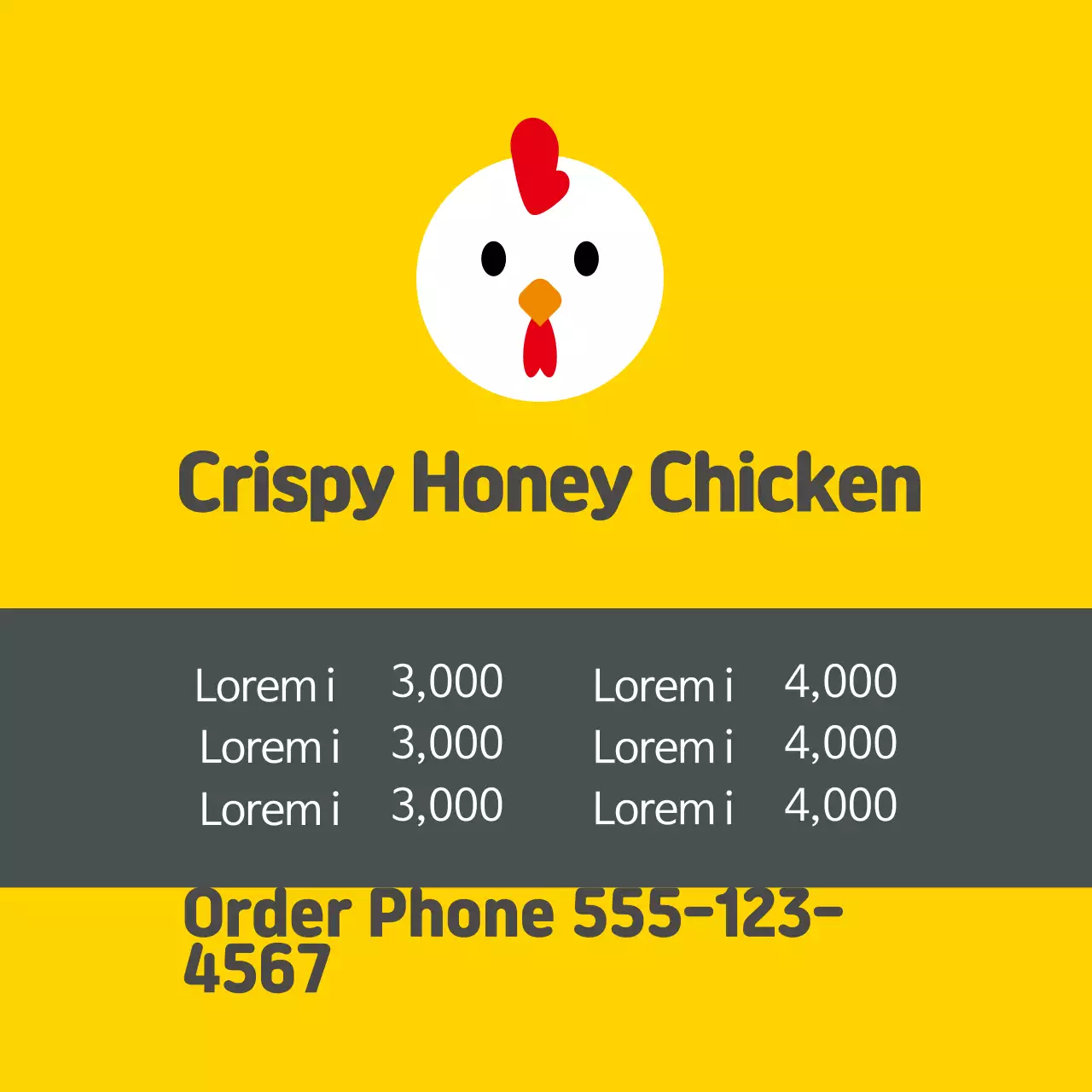 Logotipo amarelo do restaurante Cute Chicken Gangjeong Promoção