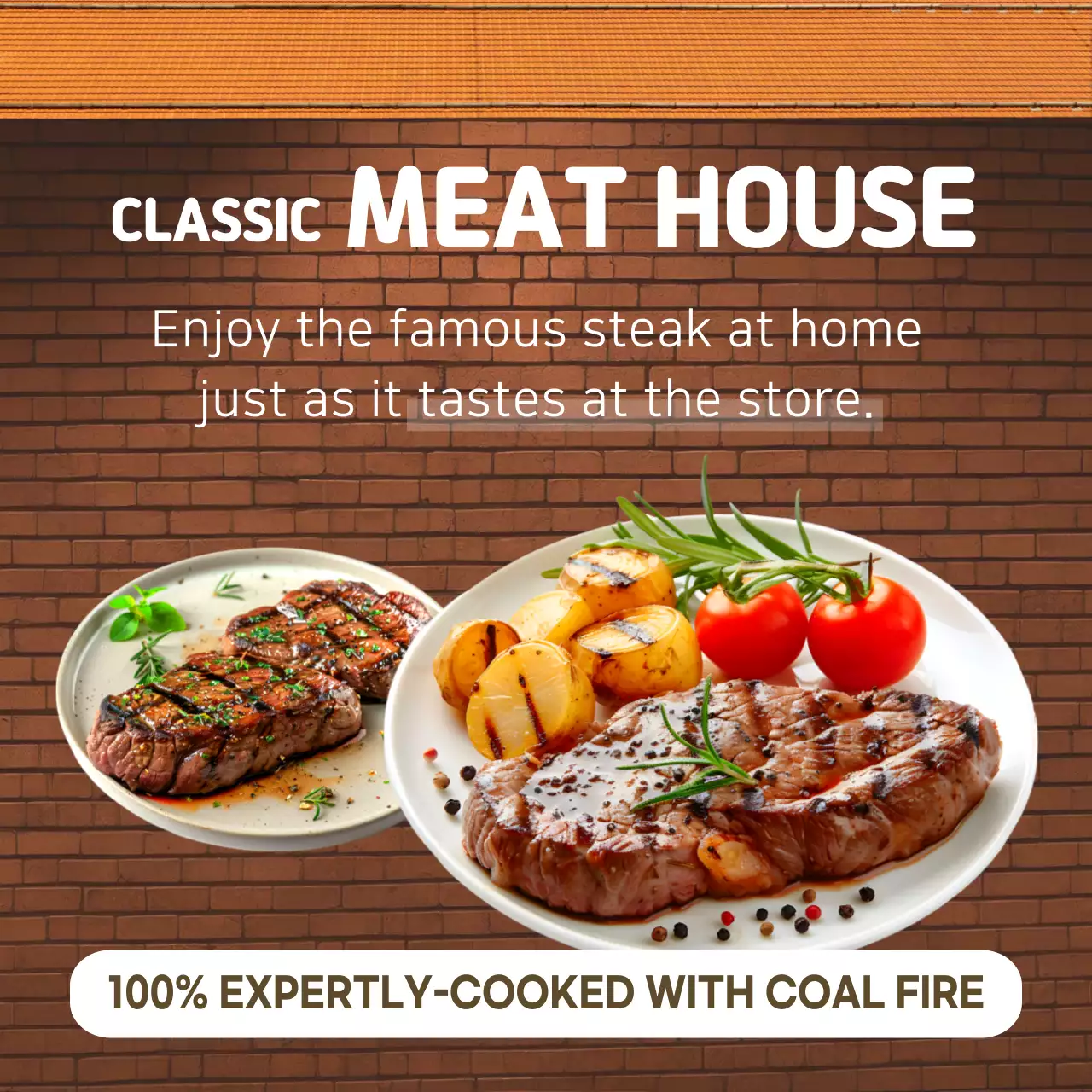 Brown Classic Steak Promotion Social Media Post