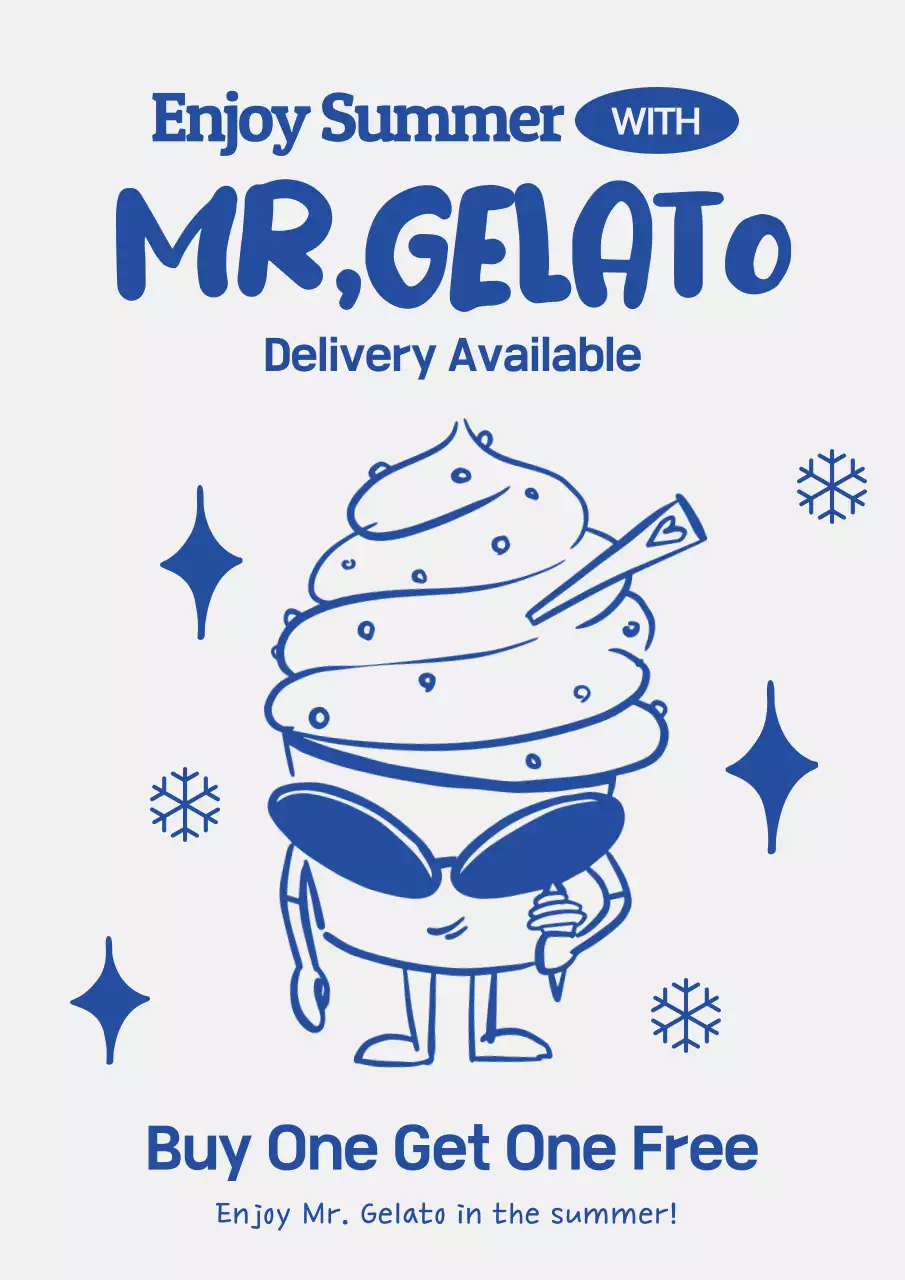 블루 트렌디 젤라토 프로모션 포스터