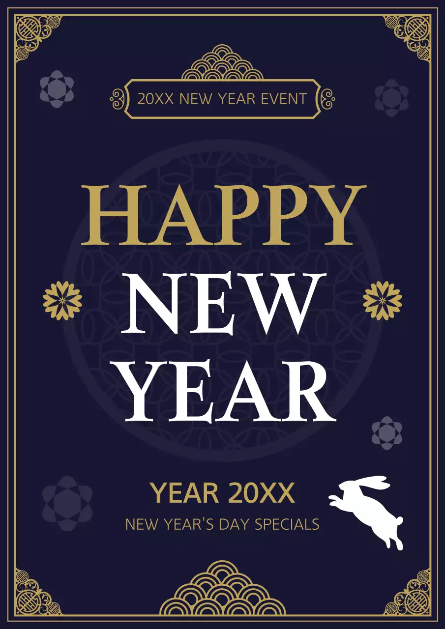 Navy Classic New Year Announcement Poster