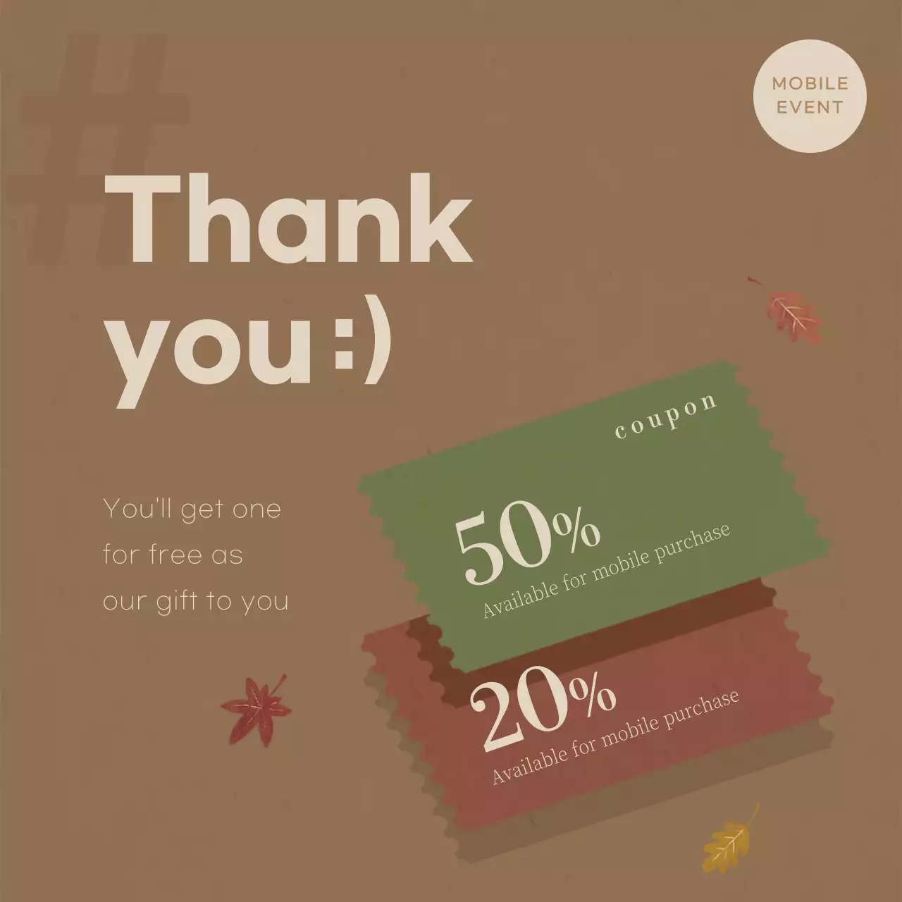 Brown Minimal Coupon Promotion Social Media Post