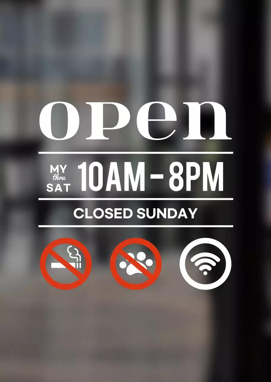 White's basic opening hours and signage