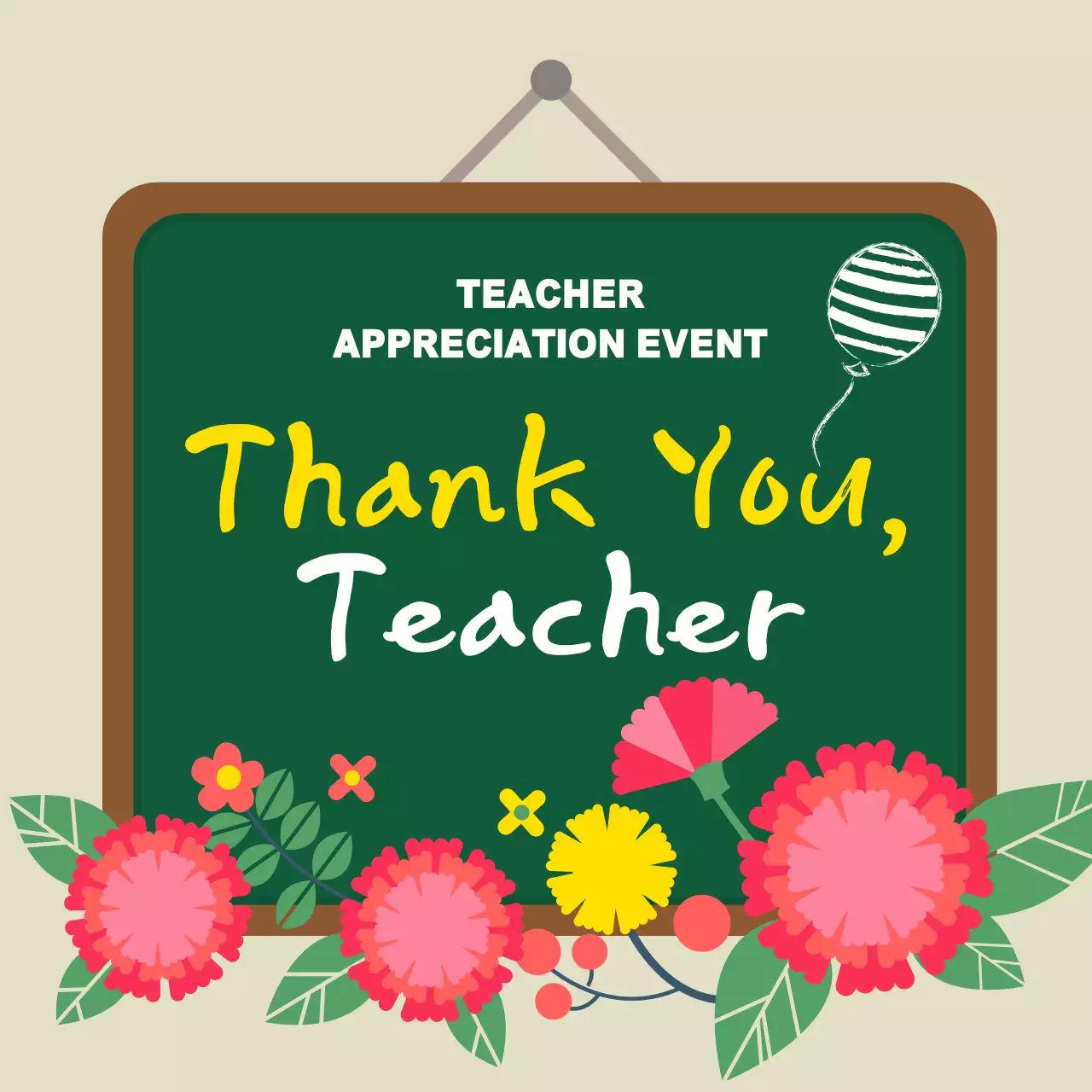 Green Floral Teacher Invitation Instagram Post