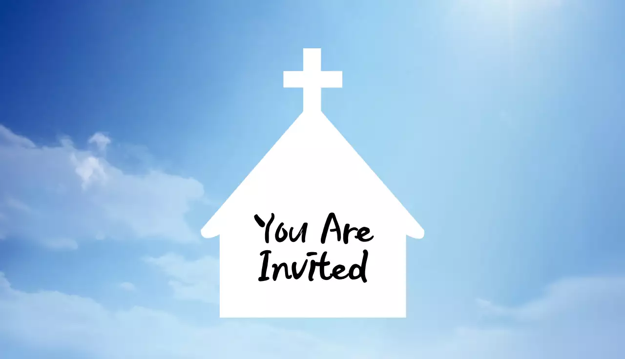 Blue Minimal Church Invitation Business Card