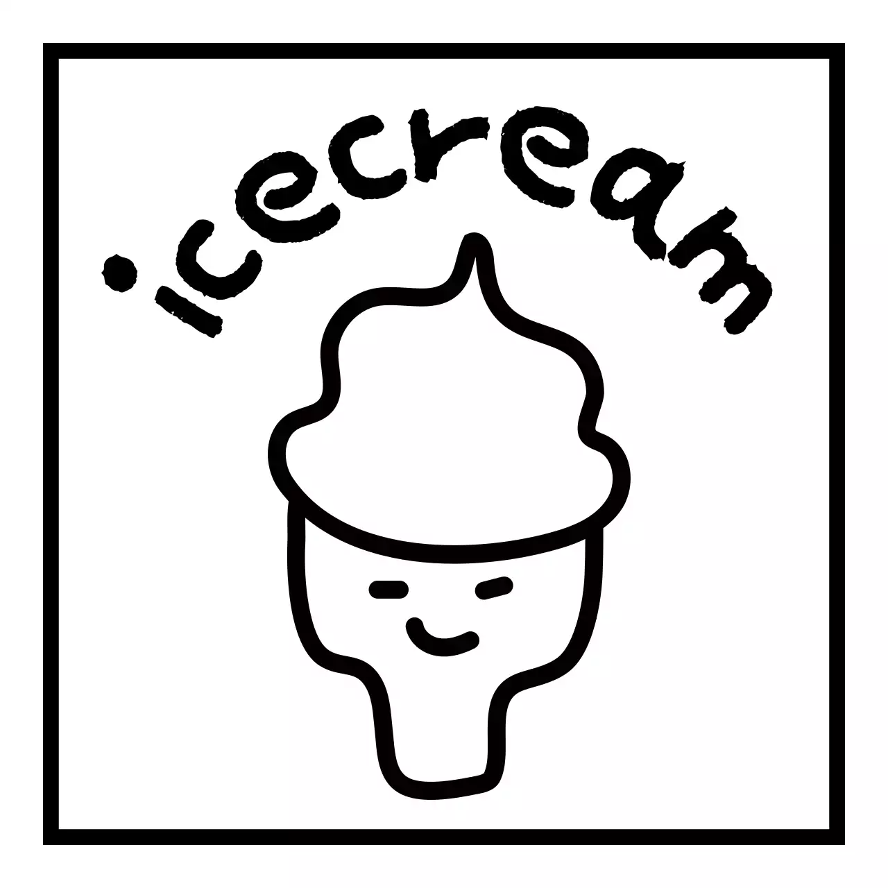 Simple black line illustration of various objects and animals