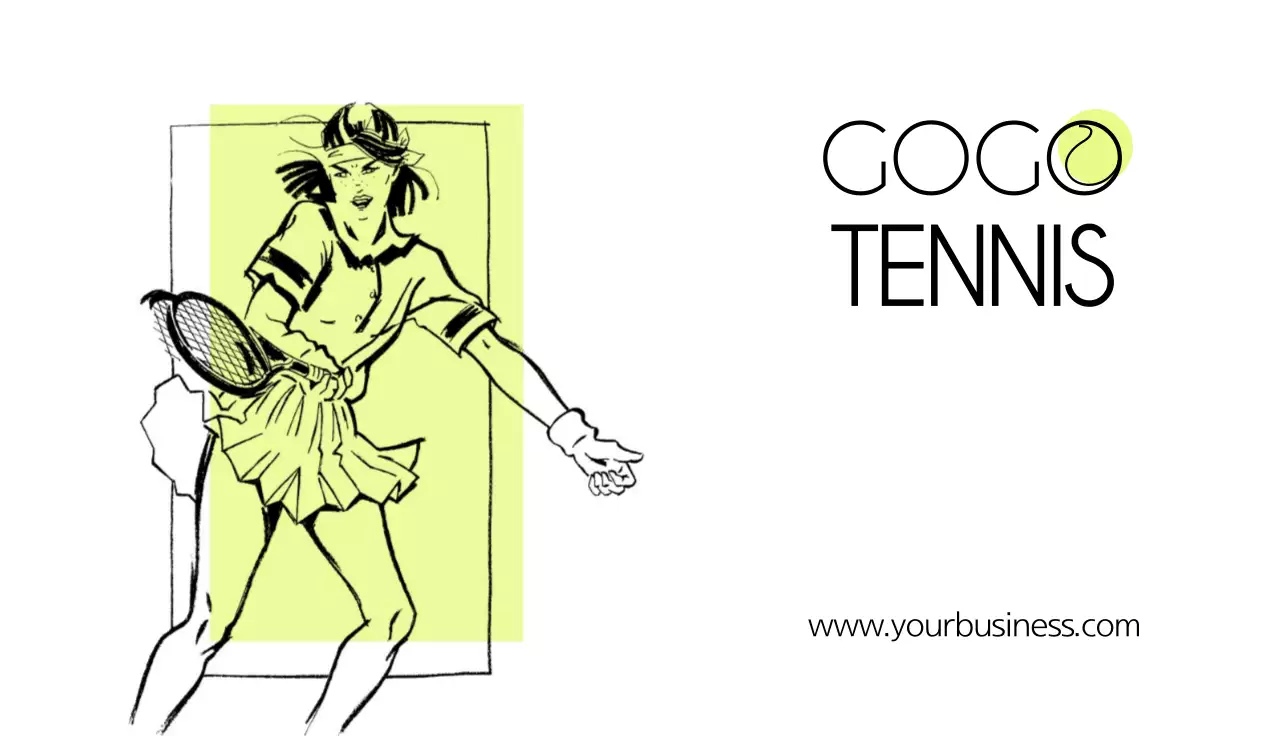 Yellow Minimal Tennis Business Card