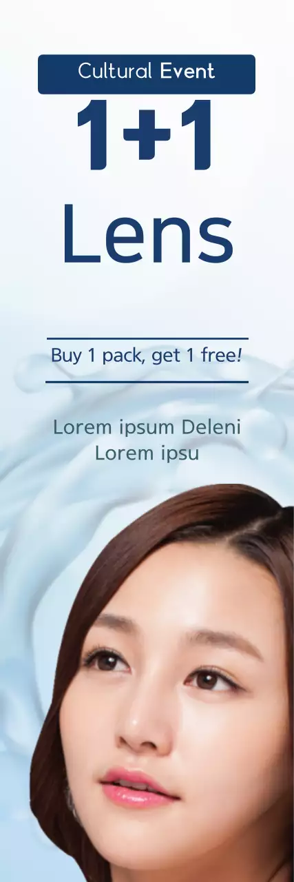 Banner promocional de lente moderna azul