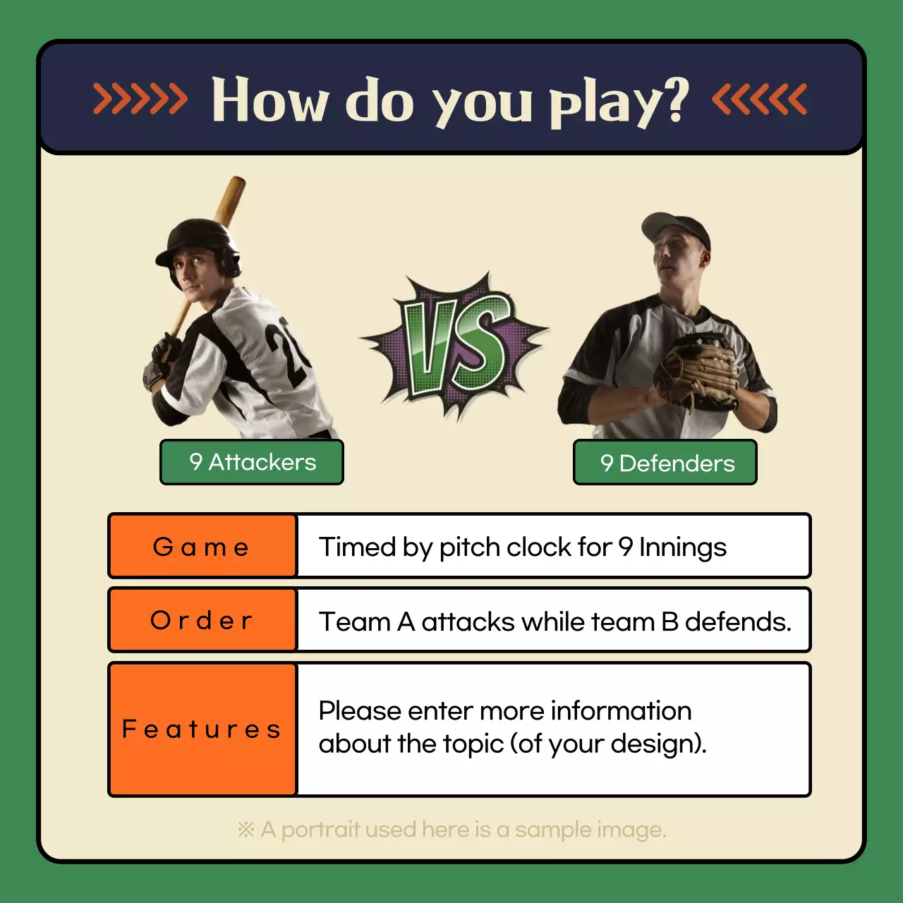 Baseball common sense manual in ivory and orange green