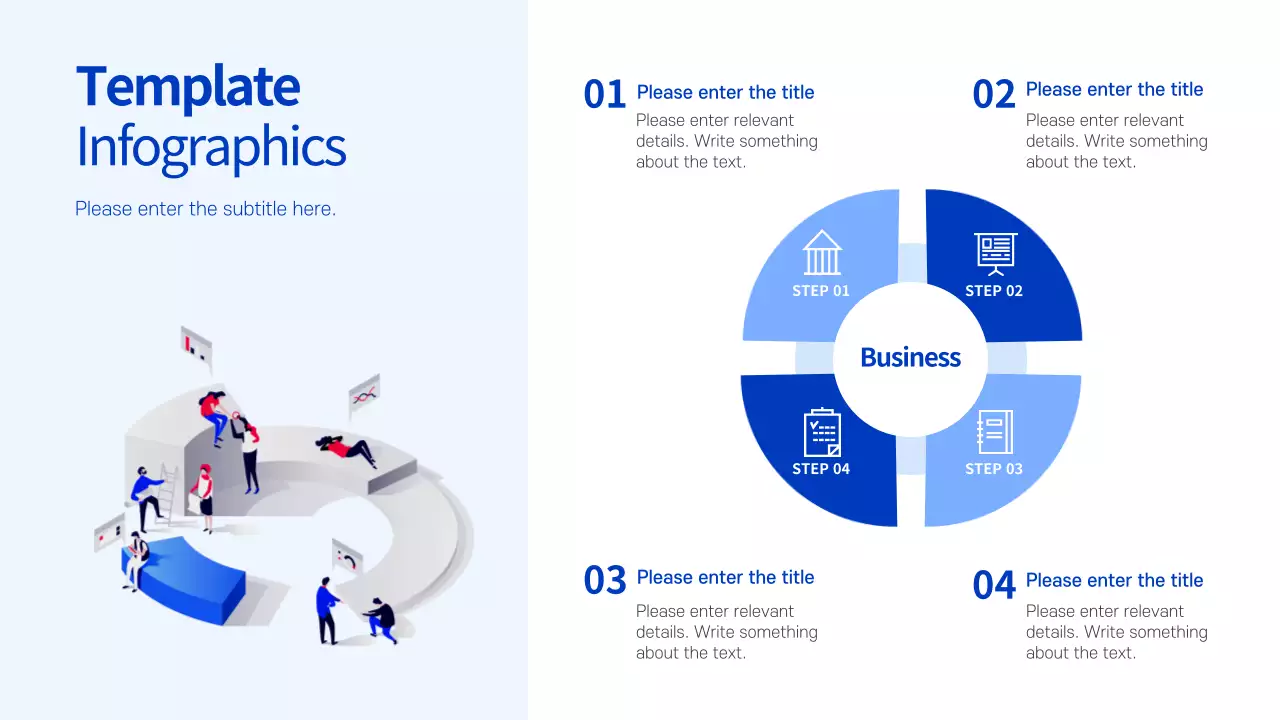 Bluetone Infographic Templates Graphs 4 Steps to Business Meeting Teamwork