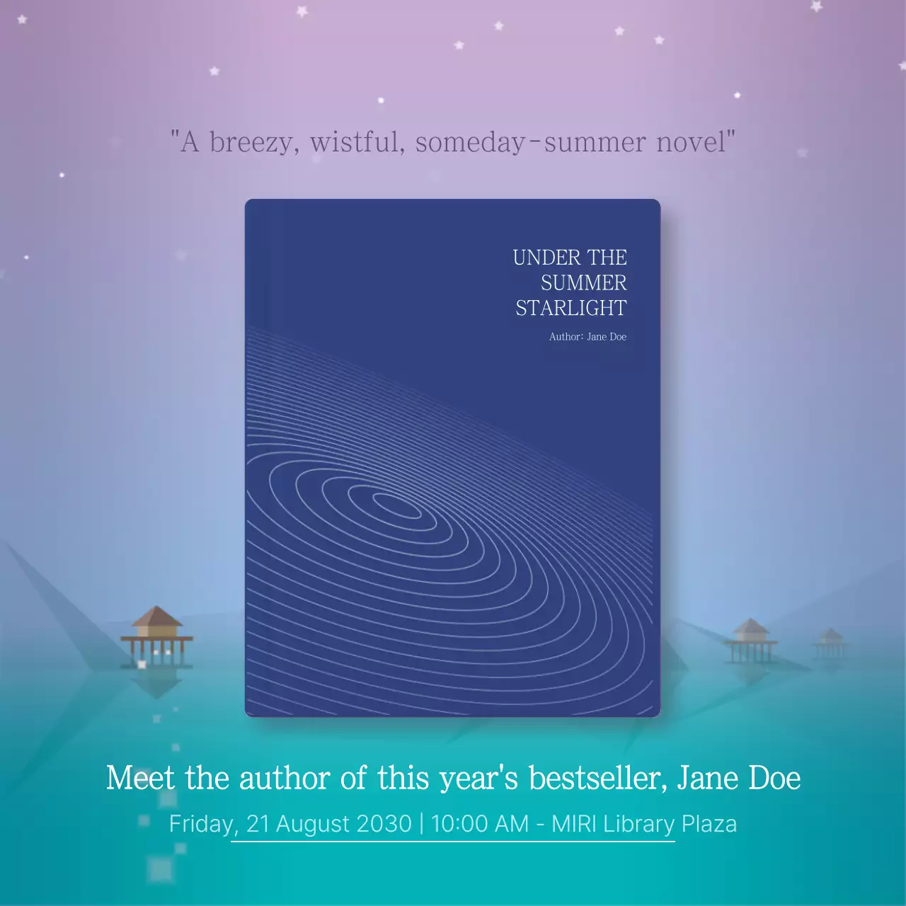 Blue Minimal Book Promotion Social Media Post