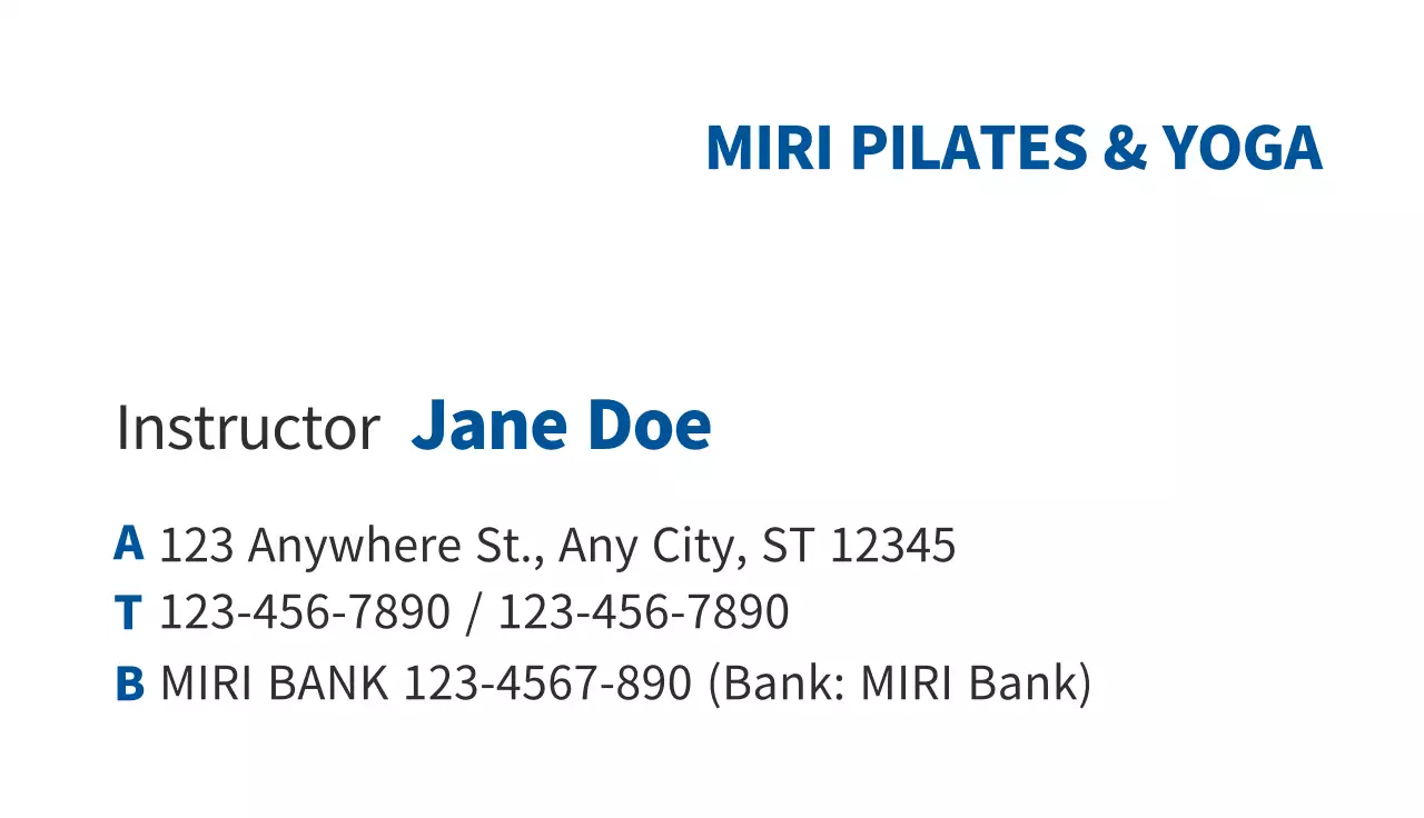 Blue Minimalist Fitness Advertisement Business Card