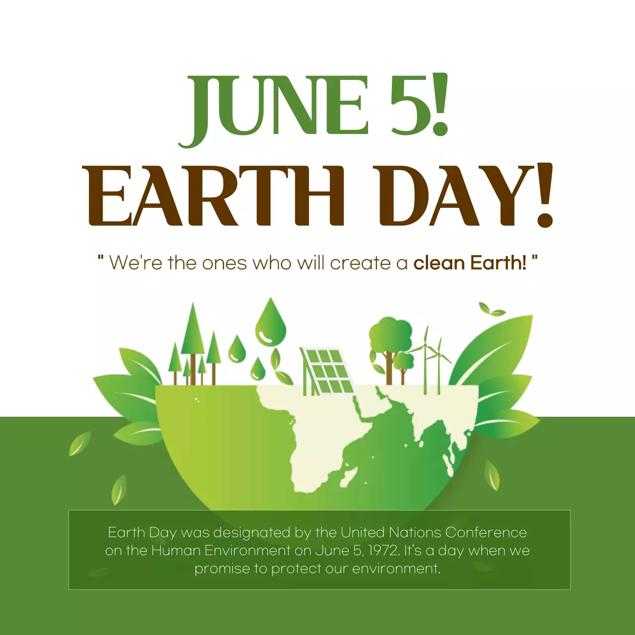 Green Modern Earth Day Announcement Social Media Post