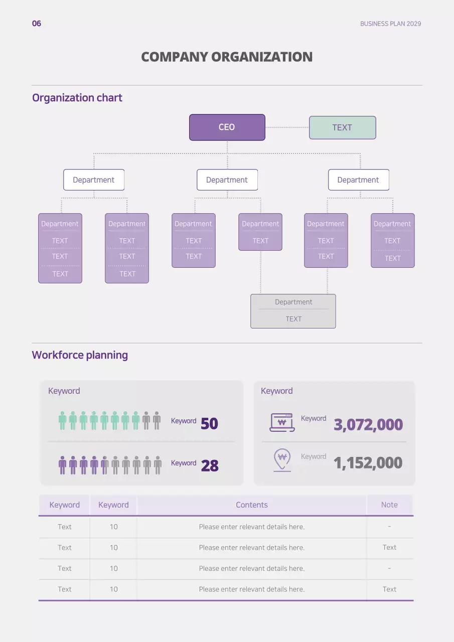 Simple shapes in purple and mint concept business plan