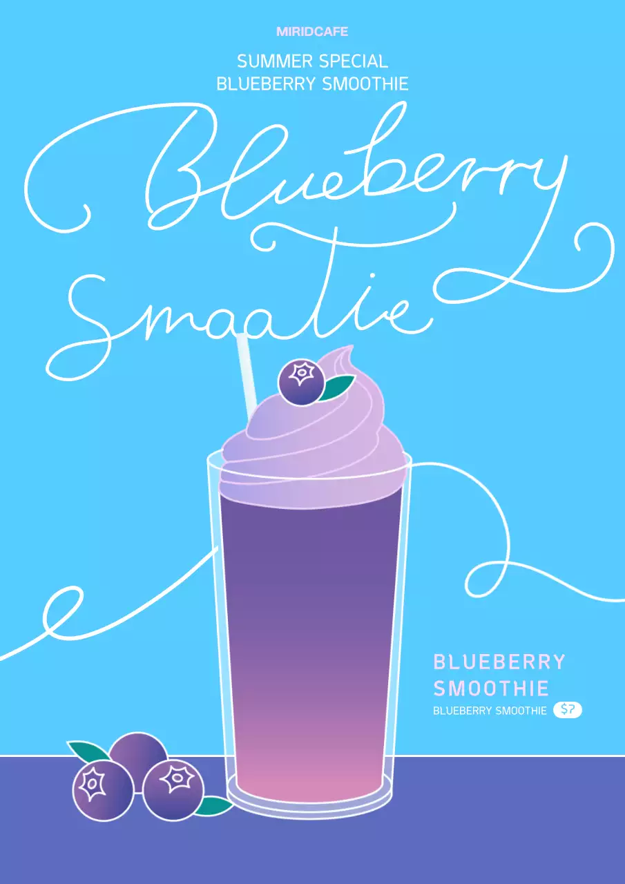 Blue Trendy Smoothie Promotion Poster