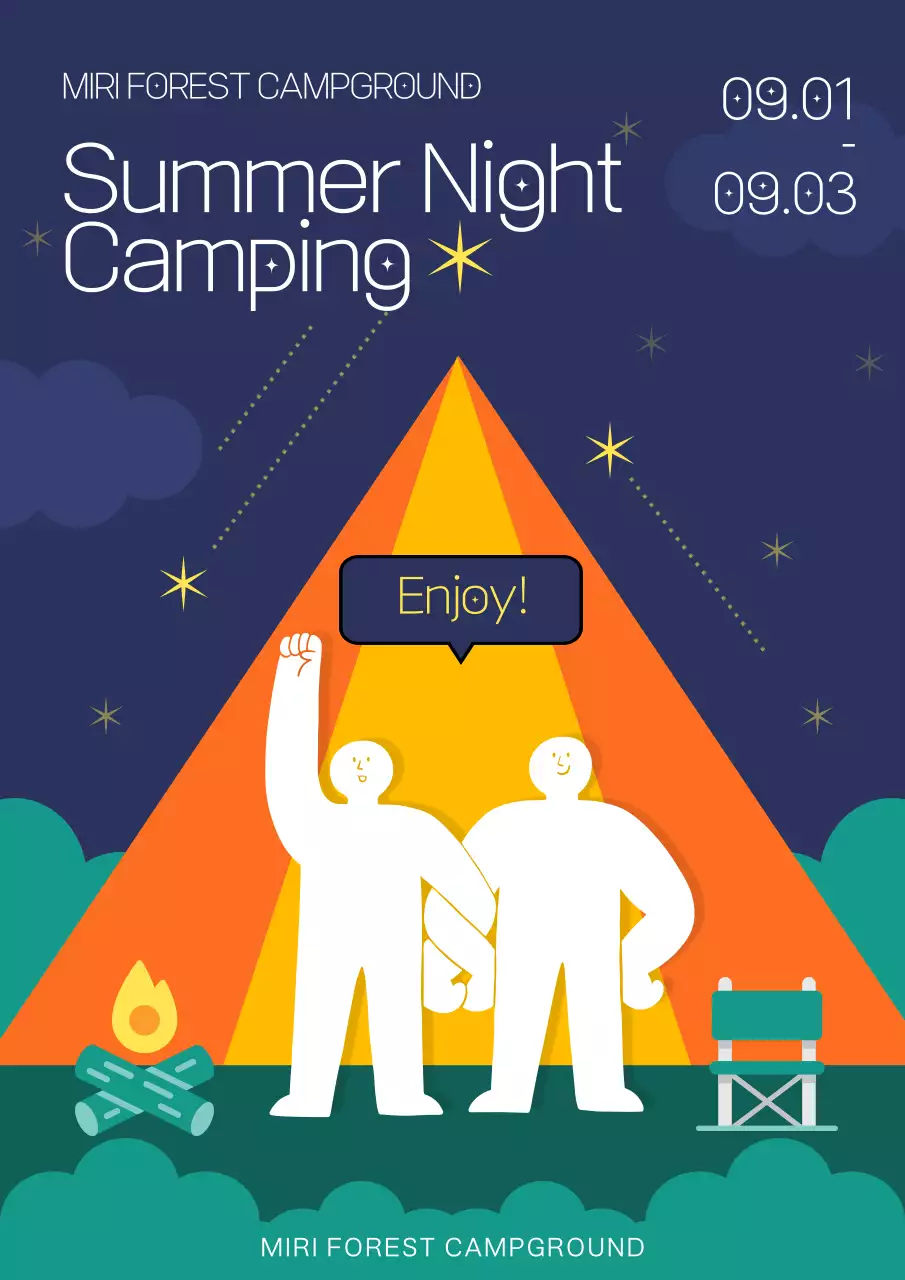 Navy Modern Camping Promotion Poster