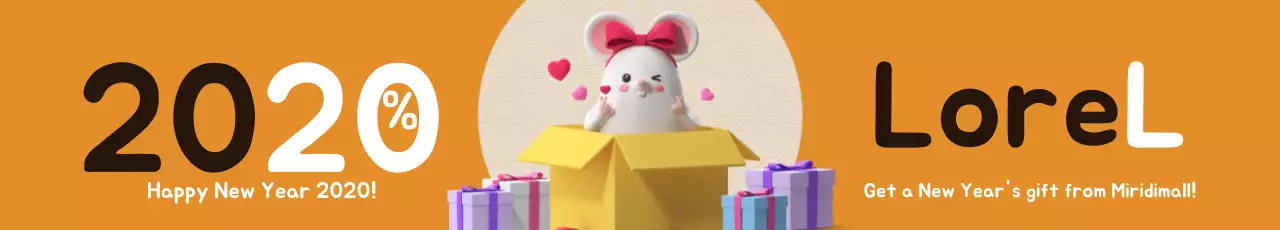 Faixa promocional de ano novo fofa laranja