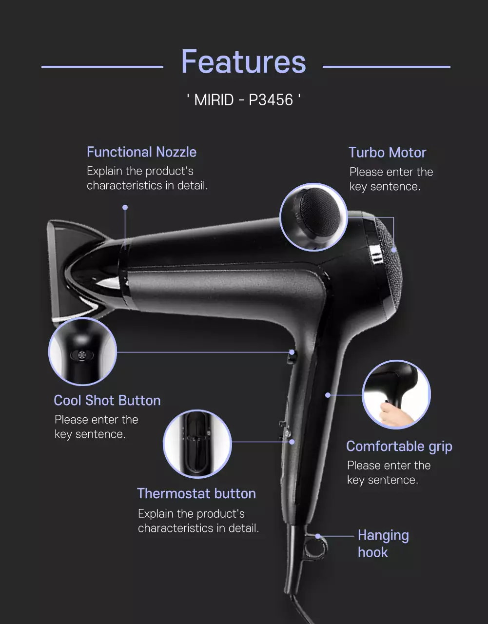 Black Modern Hairdryer Promotion Poster