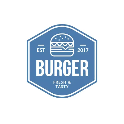 Blue Minimal Burger Logo