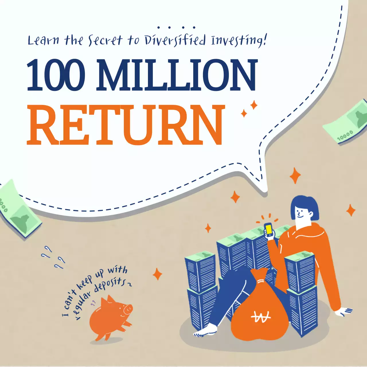 Orange Trendy Investing Promotion Social Media Post