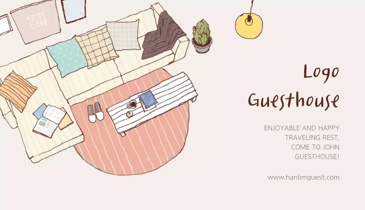 Beige Minimal Guesthouse Advertisement Business Card