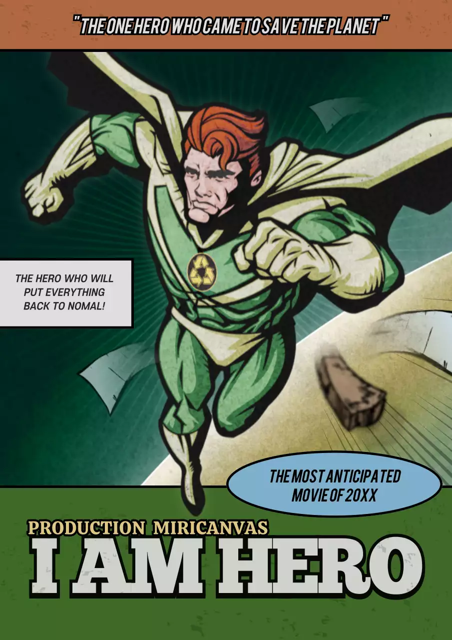 Green Comic Superhero Promotion Poster