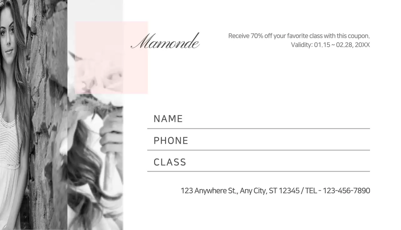 Black Minimalist Class Coupon Business Card