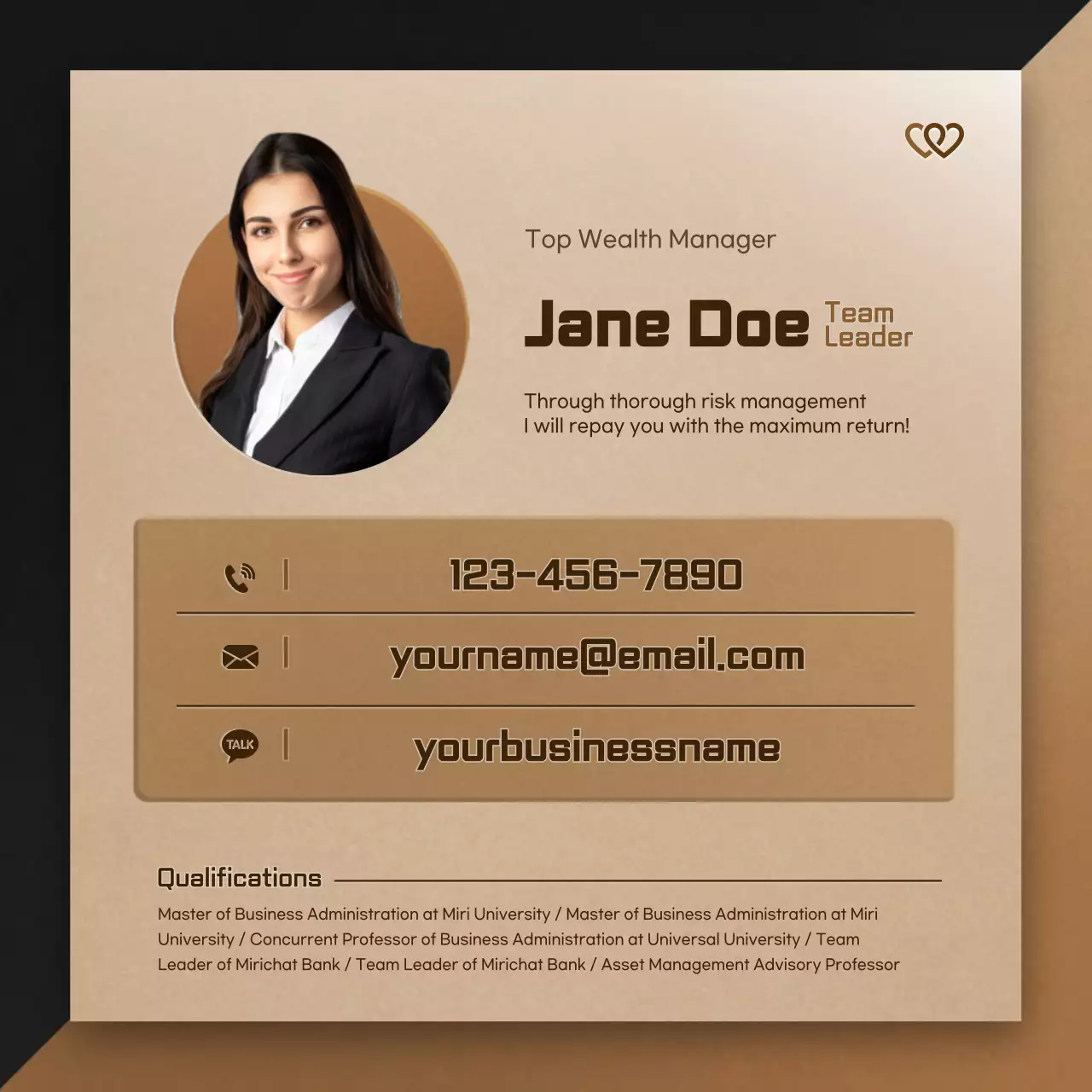 Beige Professional Business Card Social Media Post