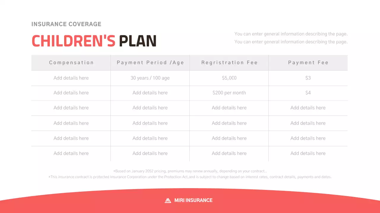 Cute pink children's insurance proposal