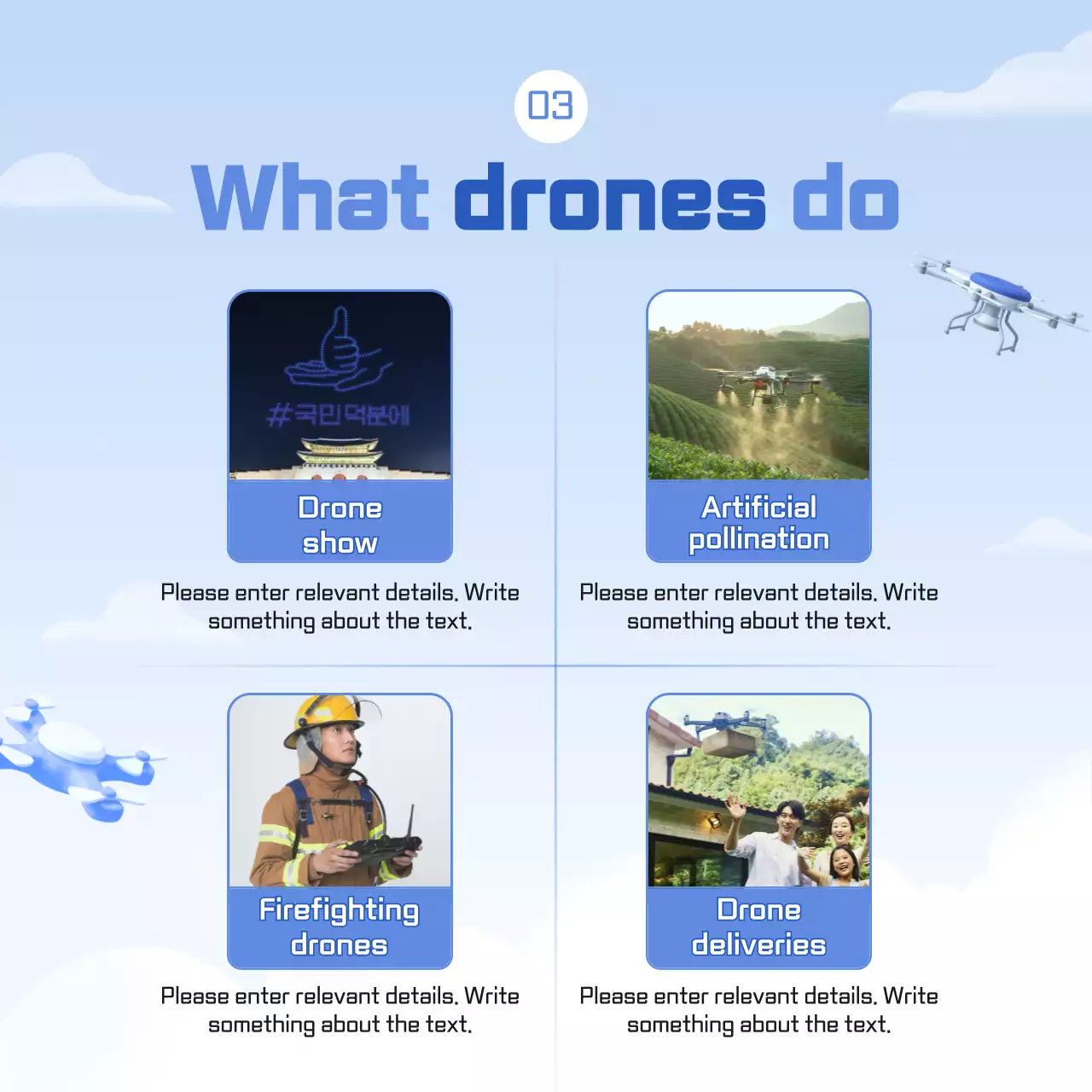 Drone theme with blue pastel casual illustration concept
