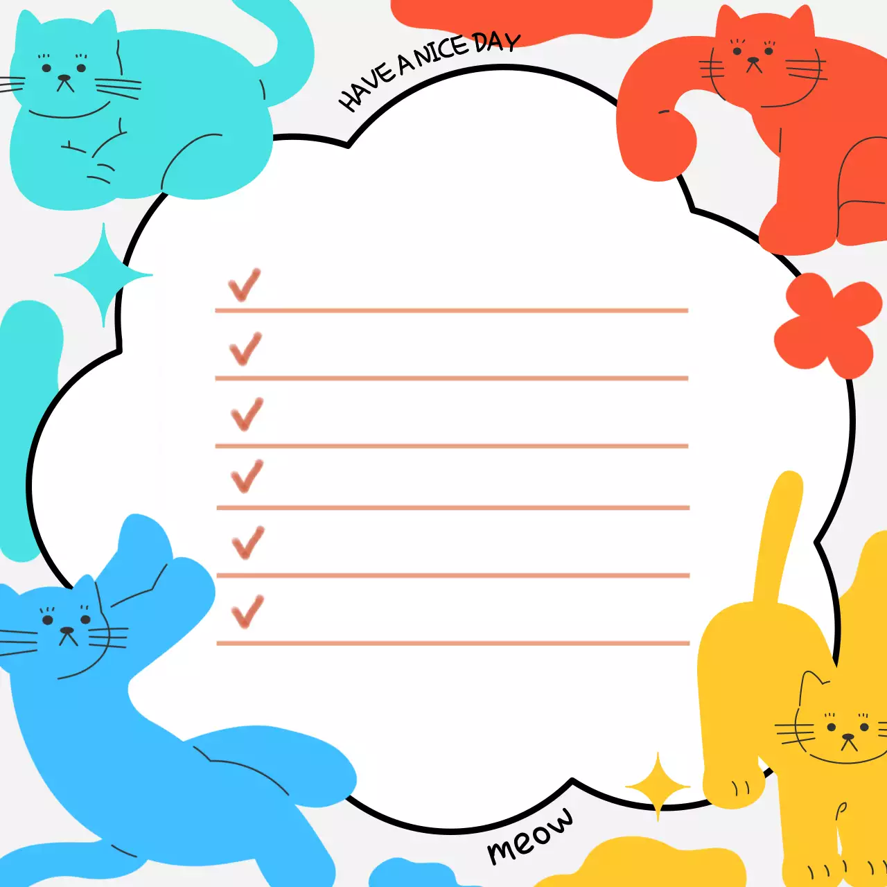 Colorful Playful Cat Checklist Social Media Post
