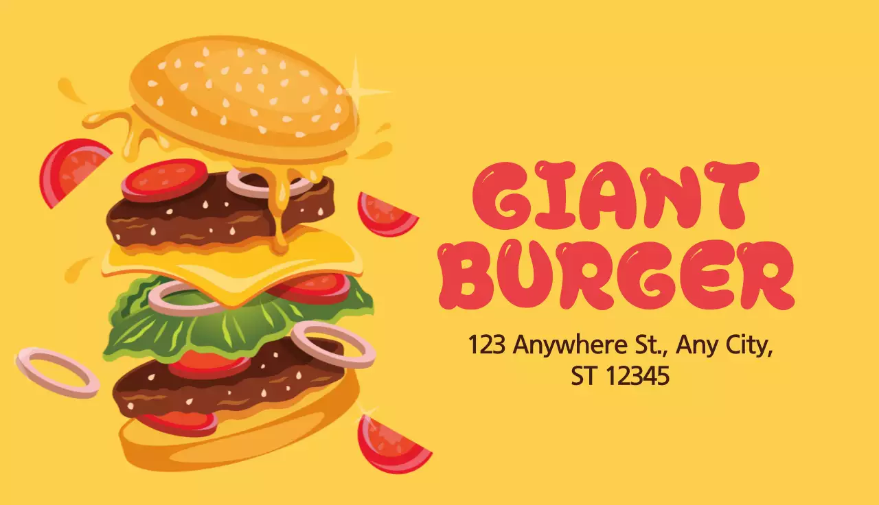 Yellow Retro Burger Promotion Business Card